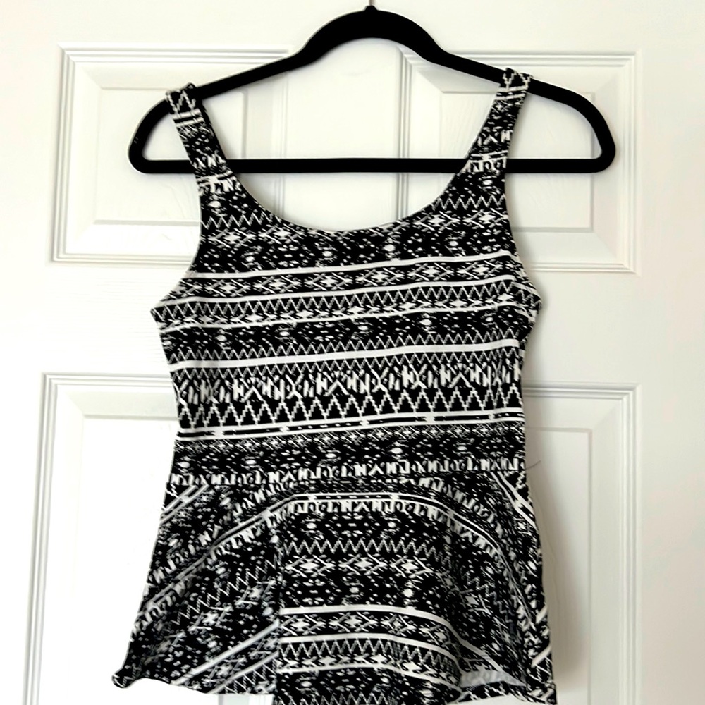 Express Black and White Patterned Tank Top